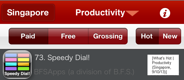 Speedy Dial!: What's Hot (Productivity Apps / Singapore)
