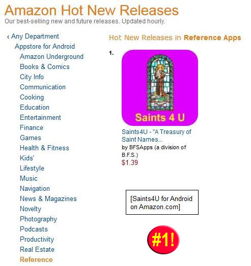 Saints4U for Android on Amazon.com: Ranked #1 in 'Hot New Releases' for Reference Apps