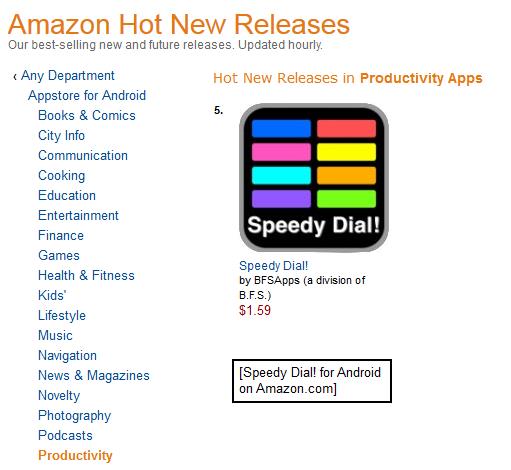 Speedy Dial! for Android on Amazon.com: Ranked #5 in 'Hot New Releases' for Productivity Apps