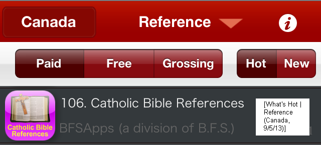 Catholic Bible References: What's Hot (Reference Apps / Canada)