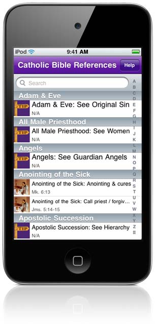 Catholic Bible References App (sample screen)