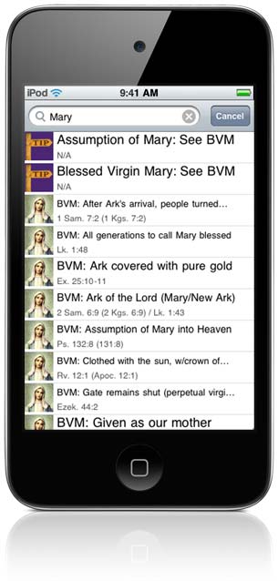 Catholic Bible References App (sample screen)