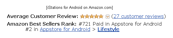 iStations for Android on Amazon.com: Ranked #2 in Lifestyle (Best Sellers Rank / Appstore for Android)