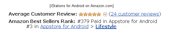 iStations for Android on Amazon.com: Ranked #3 in Lifestyle (Best Sellers Rank / Appstore for Android)