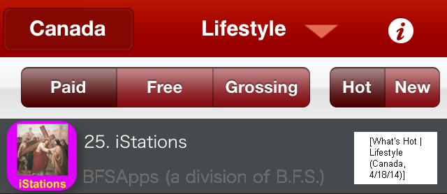 iStations: What's Hot (Lifestyle Apps / Canada)