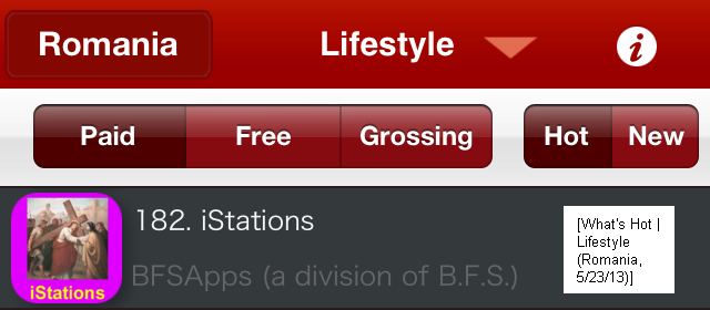 iStations: What's Hot (Lifestyle Apps / Romania)