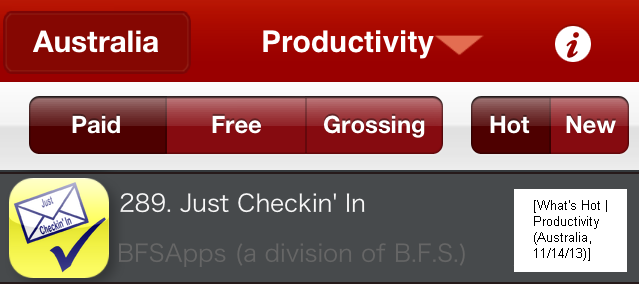 Just Checkin' In: What's Hot (Productivity Apps / Australia)