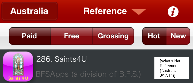 Saints4U: What's Hot (Reference Apps / Australia)