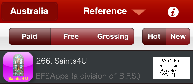 Saints4U: What's Hot (Reference Apps / Australia)