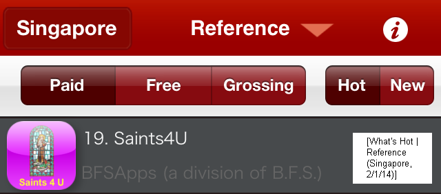 Saints4U: What's Hot (Reference Apps / Singapore)