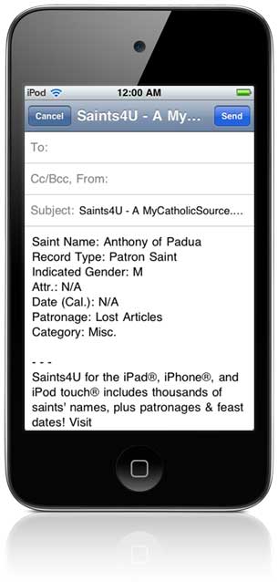 Saints4U App (sample screen)