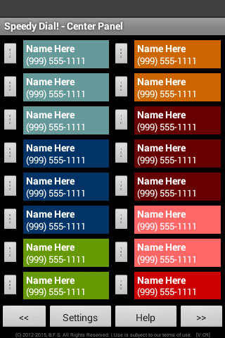 Speedy Dial! App (sample screen)