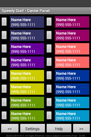 Speedy Dial! App (sample screen)