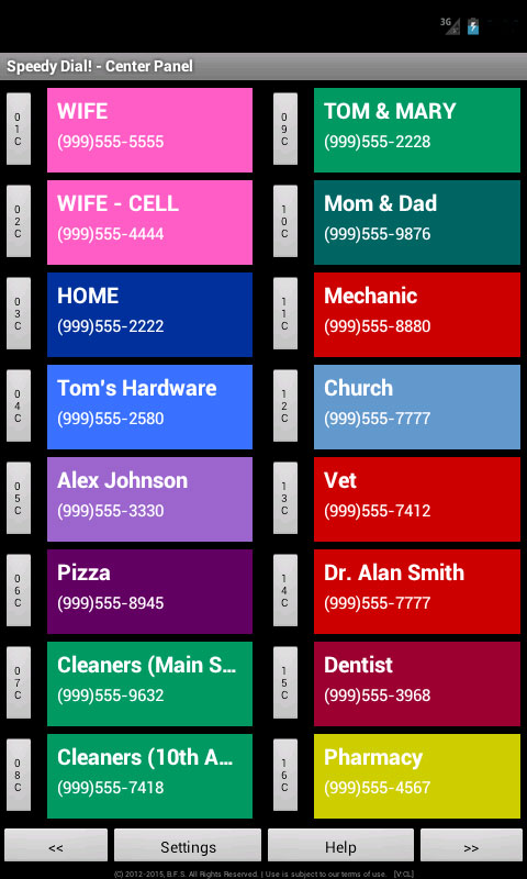 Speedy Dial! App (sample screen)