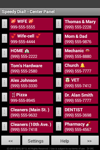 Speedy Dial! App (sample screen)