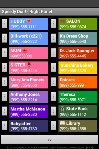 Speedy Dial! App (sample screen)