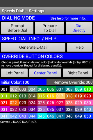 Speedy Dial! App (sample screen)