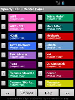 Speedy Dial! App (sample screen)