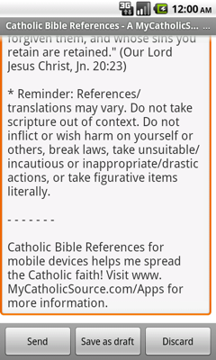 Catholic Bible References App (sample screen)