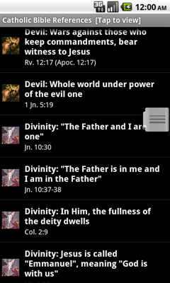 Catholic Bible References App (sample screen)